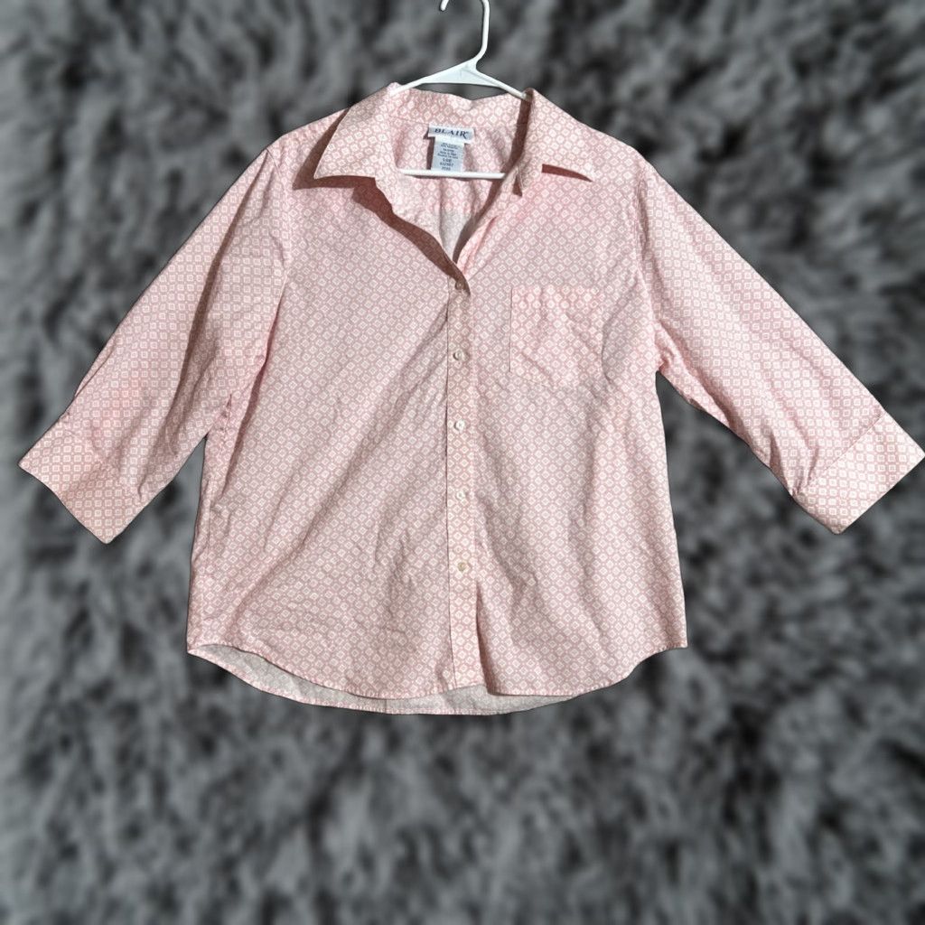 Blair Blair Top Womens Large Cottagecore Office Pastel Dainty Preppy Retro Button Up Size L / US 10 / IT 46 - 1 Thumbnail