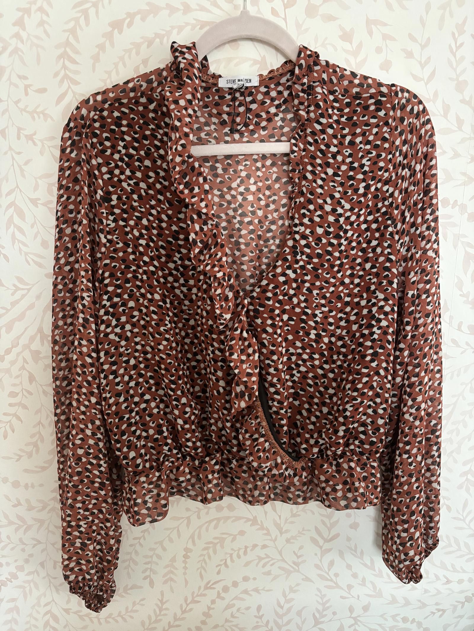 Steve Madden NWOT Steve Madden Women's Ruffled Blouse - Large Size L / US 10 / IT 46 - 1 Thumbnail