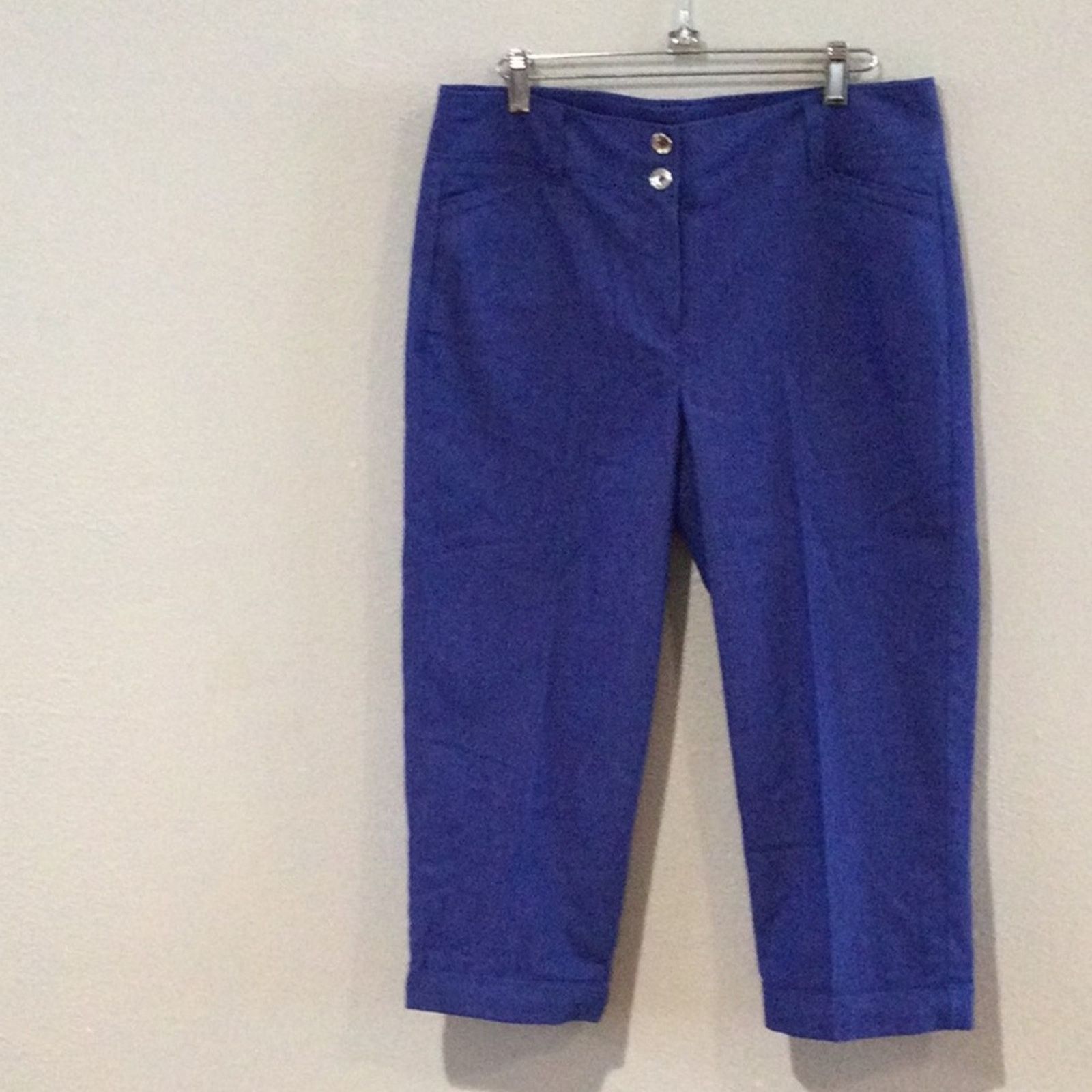 Other Larry Levine Blue Cropped Rolled Cuff Capri Pant Size 8 Size 30" / US 8 / IT 44 - 1 Thumbnail