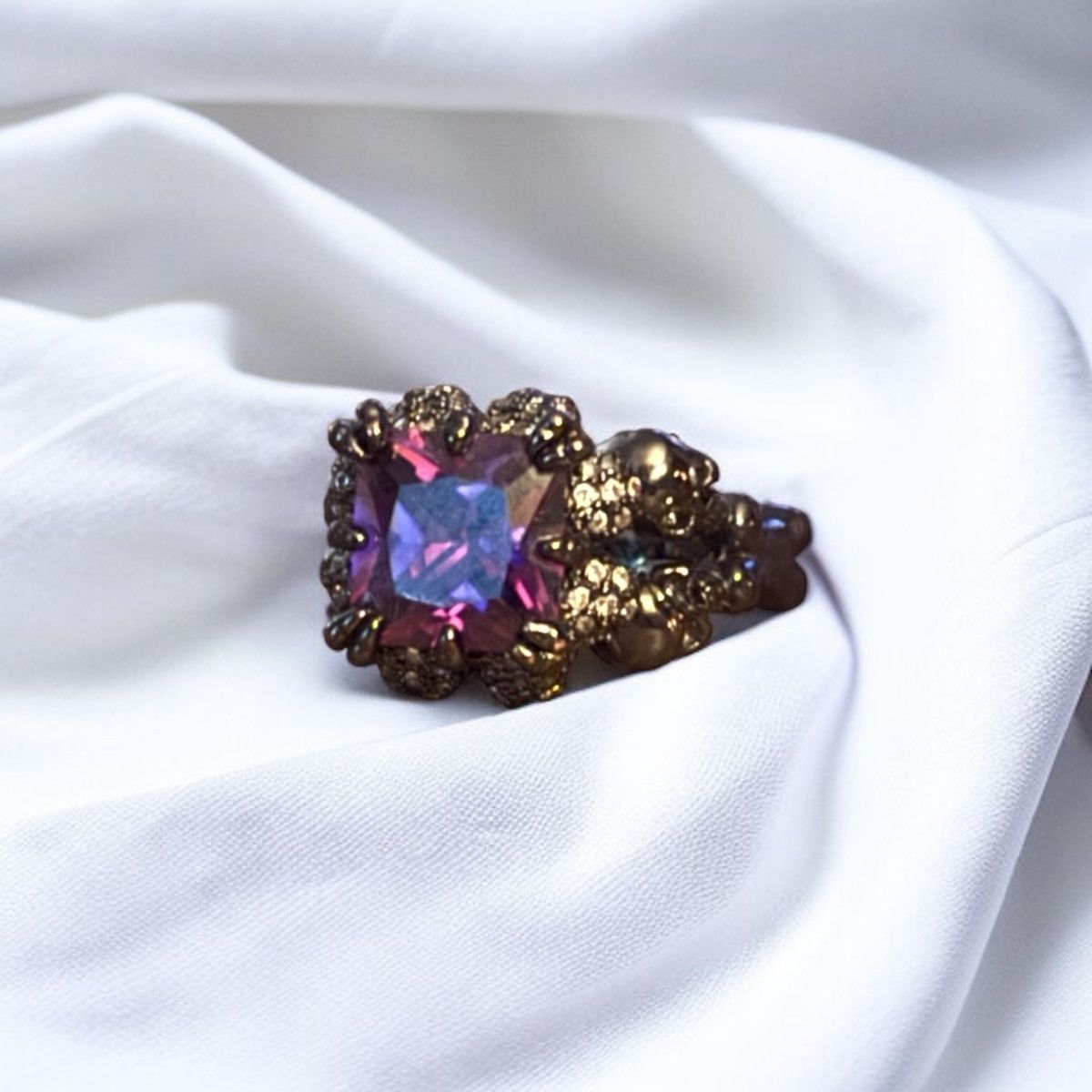 Other Gothic dark silver tone purple princess cut skull ring Size ONE SIZE - 6 Thumbnail