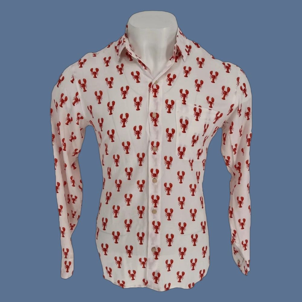 Vintage Kenny Flowers Shirt Mens Medium White Lobster Print Button Up Limited Edition Size US M / EU 48-50 / 2 - 1 Thumbnail