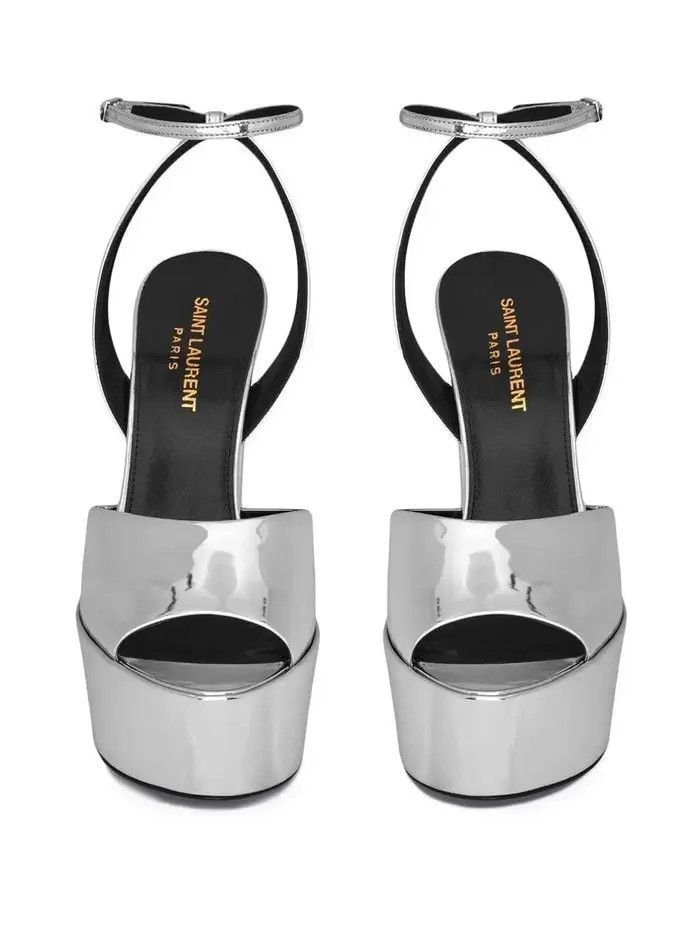 Saint Laurent Paris o1bcso1str0226 Jodie Platform Sandals Leather in Silver Size US 10 / IT 40 - 3 Thumbnail