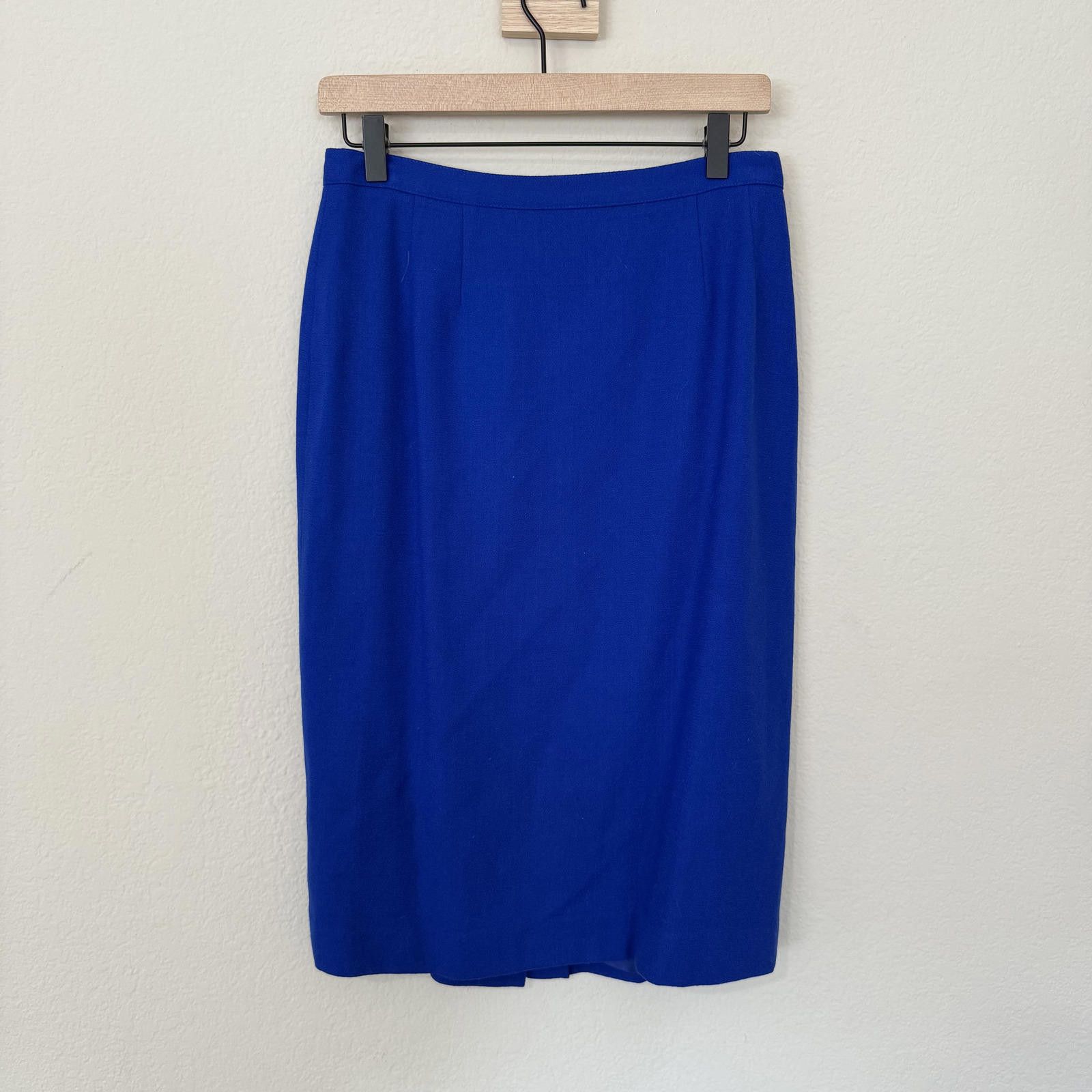 Albert Nipon Albert Nipon Suite Jacket and Skirt Women's 10 Blue Wool Size L / US 10 / IT 46 - 5 Thumbnail