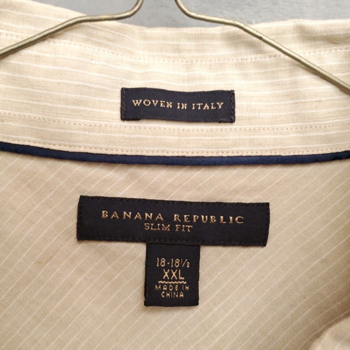 Banana Republic Banana Republic Shirt Men 2XL Beige Striped Linen Long Sleeve Woven Italy Button-Up Casual Travel Mens Size US XXL / EU 58 / 5 - 3 Thumbnail