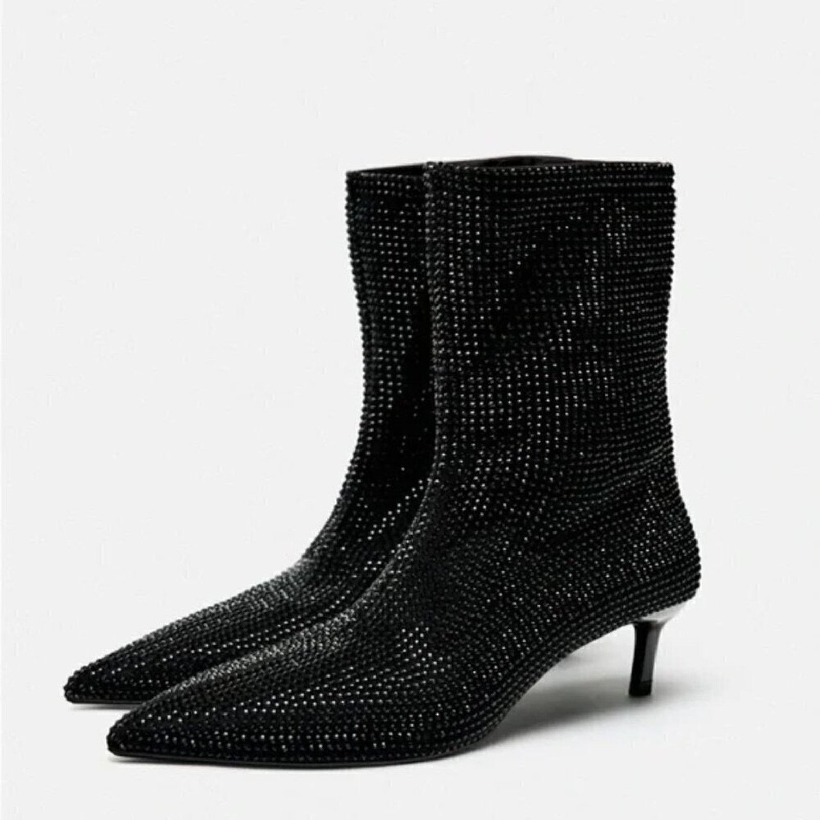 Zara ZARA Rhinestone Pointed Toe Ankle Boots – Sz 6.5, 8 NWT Size US 8 / IT 38 - 19 Thumbnail