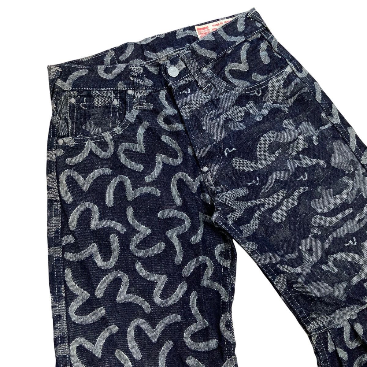 Evisu × Japanese Brand SUPER RARE EVISU JACQUARD SEAGULL DENIM FLARE JEANS Size 27" / US 4 / IT 40 - 10 Thumbnail
