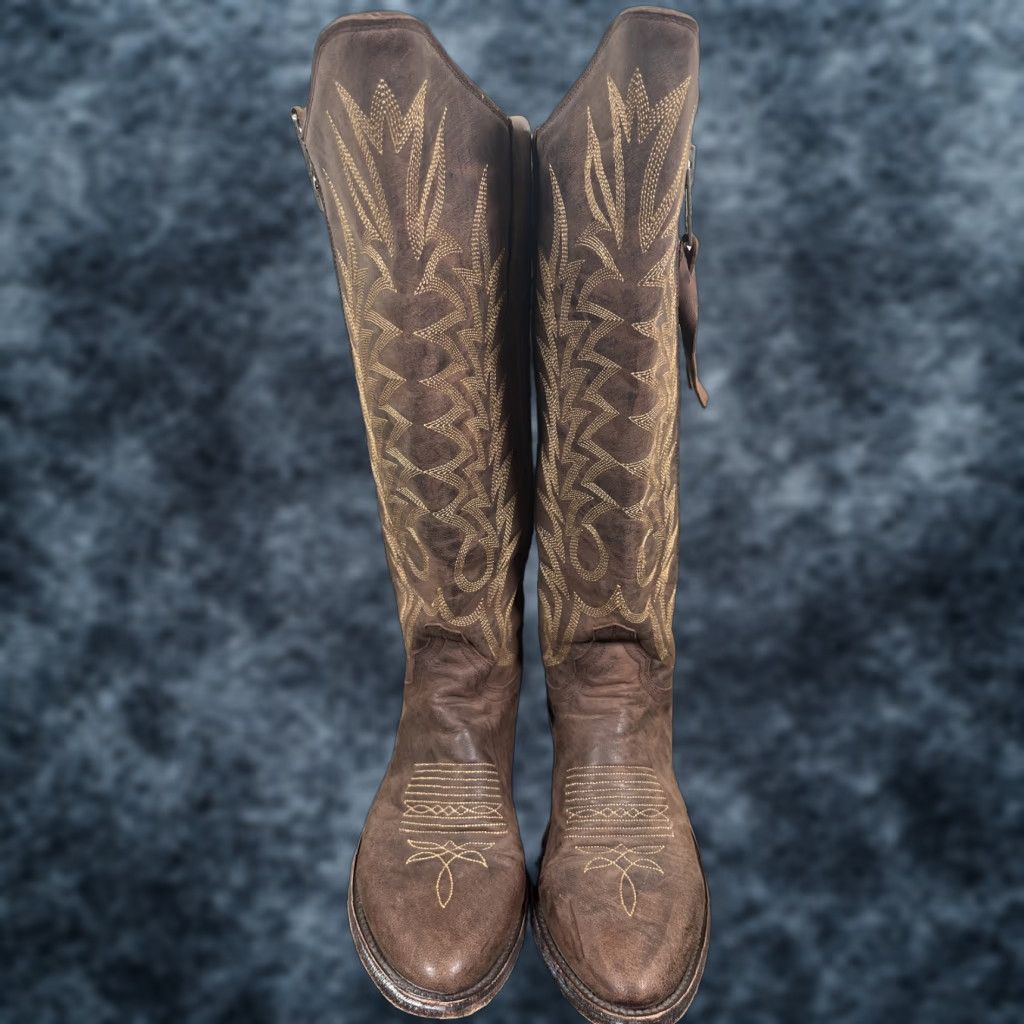 Old Gringo Old Gringo Mayra Western Boot Brown Leather 18" Pointed Toe Womens 5.5 Vintage No Size US 6 / IT 36 - 1 Thumbnail