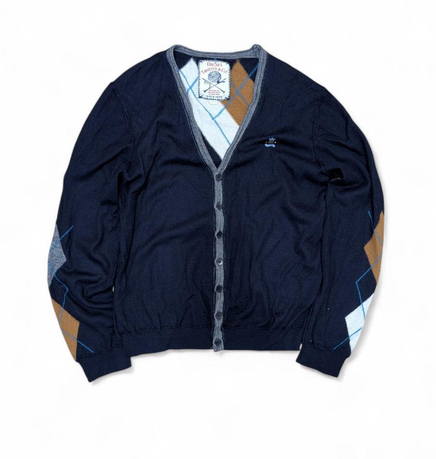 Diesel DIESEL Argyle Diamond Inside-Out Seams Cardigan Size US M / EU 48-50 / 2 - 8 Thumbnail