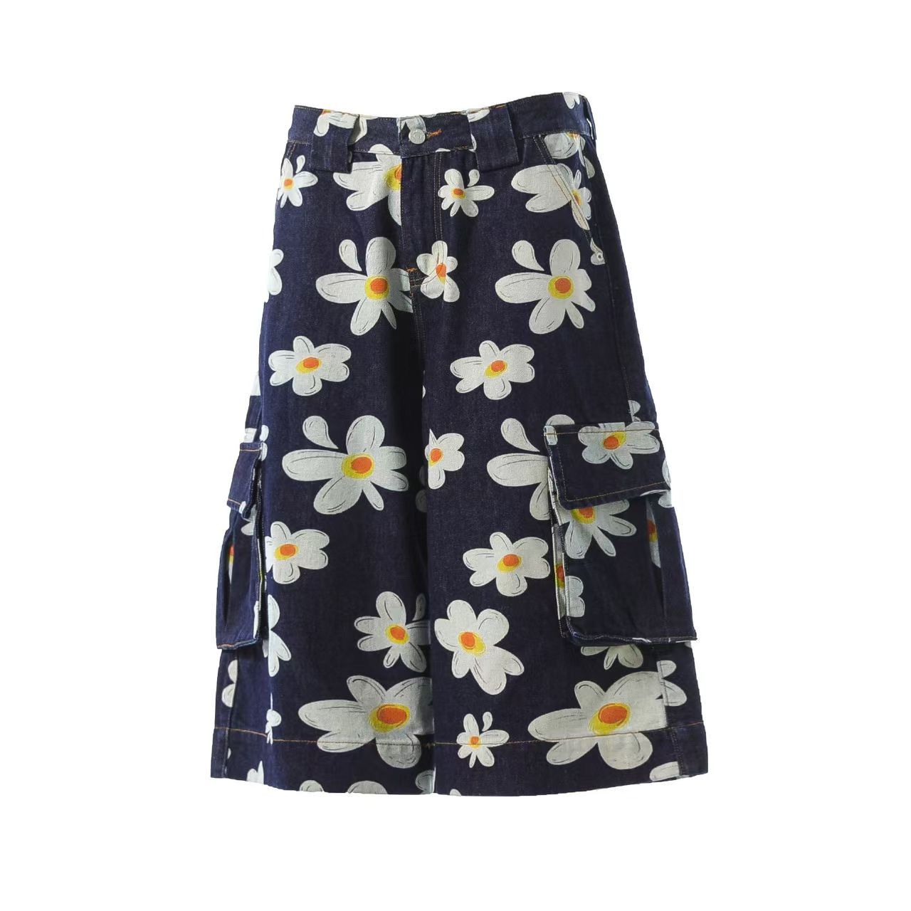 Vintage Street daisy print baggy denim shorts Size US 30 / EU 46 - 2 Thumbnail