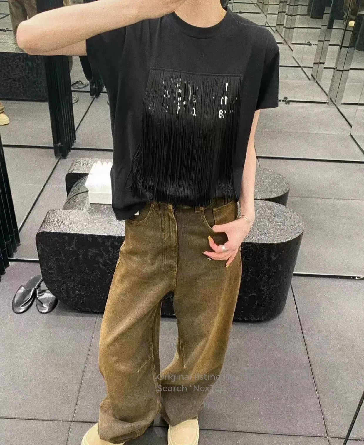 Maison Margiela black fringed t. Size US XXS / EU 40 - 5 Thumbnail