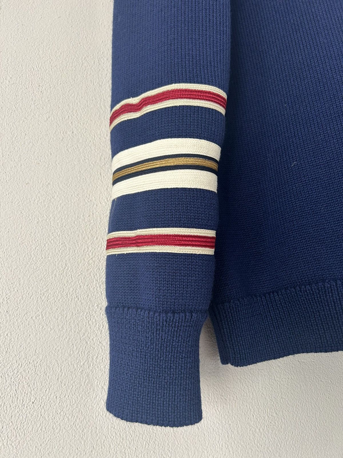 Gucci Navy Stripe Embroidered Wool Sweater Size US L / EU 52-54 / 3 - 12 Thumbnail