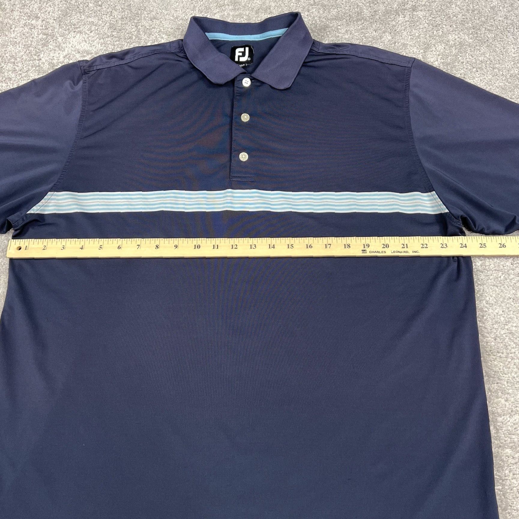 Footjoy FootJoy Polo Shirt Mens XL FJ Short Sleeve Blue White Striped Golf Stretch Size US XL / EU 56 / 4 - 7 Thumbnail