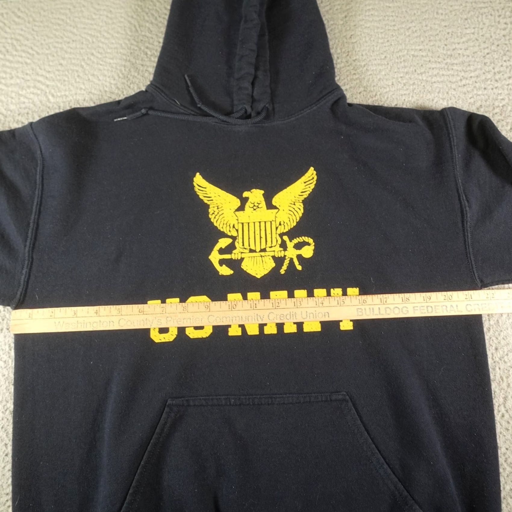 Vintage US Navy Hoodie Mens M Blue Fleece Pullover Logo Graphic Print Crest US Navy Eagle Navy Supporter Crew Neck Kangaroo Pocket Size US M / EU 48-50 / 2 - 6 Thumbnail