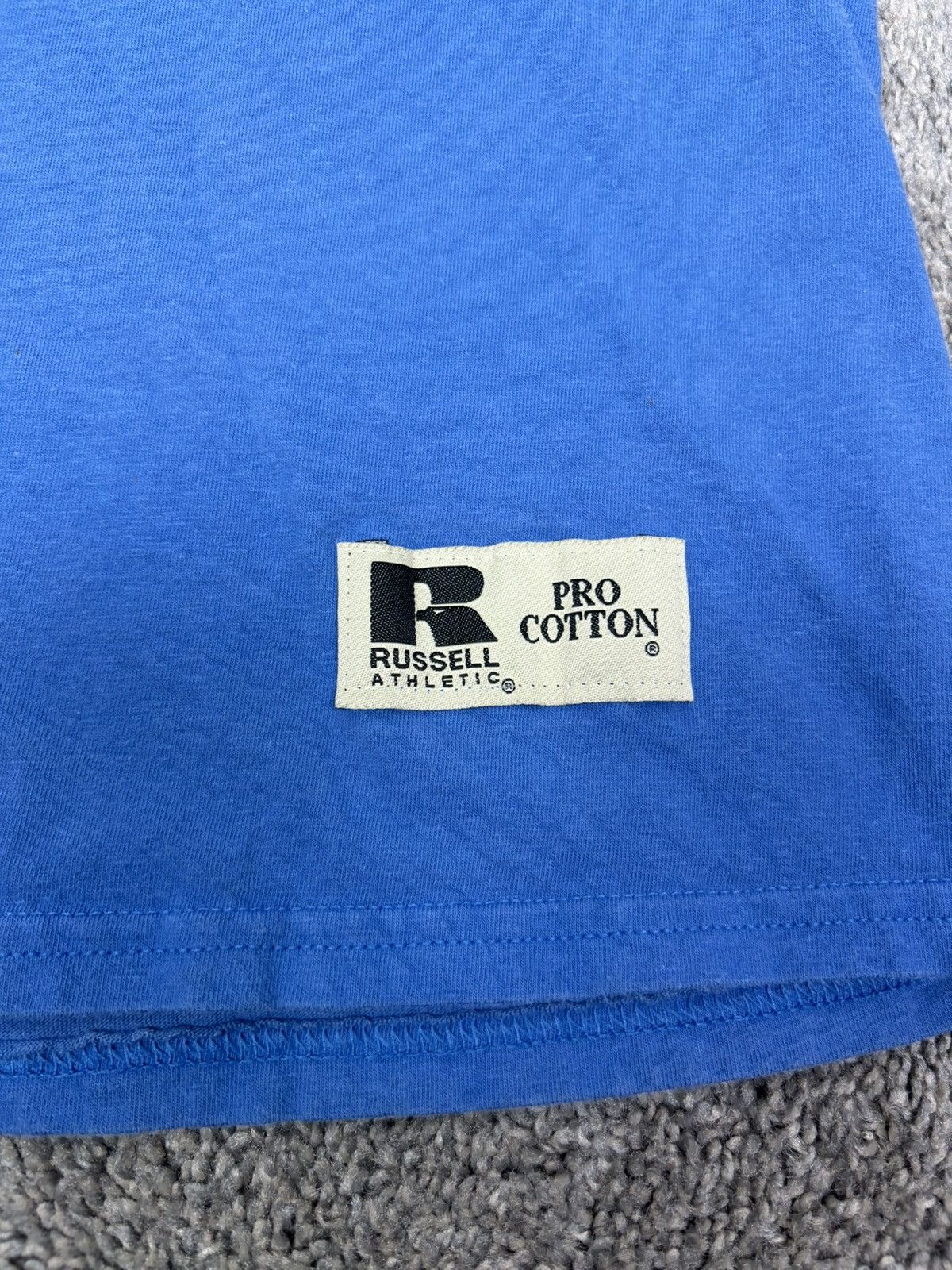 Russell Athletic × Vintage Vintage 90s russell athletic pro cotton blue blank tshirt Size US M / EU 48-50 / 2 - 2 Thumbnail