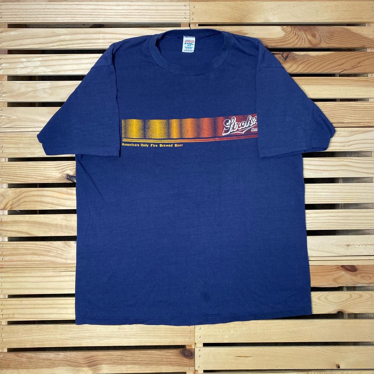 Jerzees True Vintage Stroh's Beer Navy Blue Beer Promo Tee Size XL Size US XL / EU 56 / 4 - 1 Thumbnail