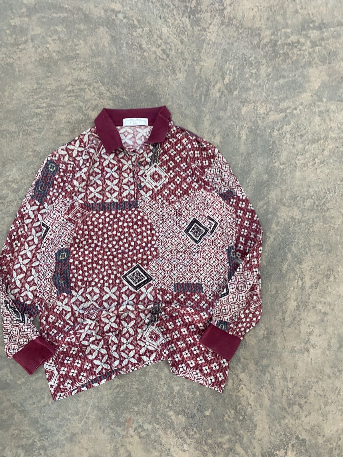 Givenchy 1990s -Givenchy Floral Polo Shirt Ls Longsleeve Designer Size US S / EU 44-46 / 1 - 4 Thumbnail