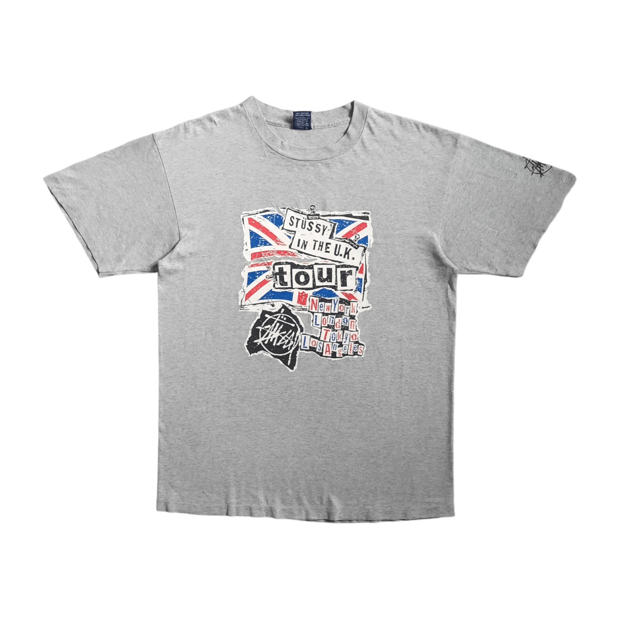 ☆【希少・美品】Stussy IN THE U.K. tour Tee 90s☆ Vintage 90s Stussy Rare Purple All over Logo Print