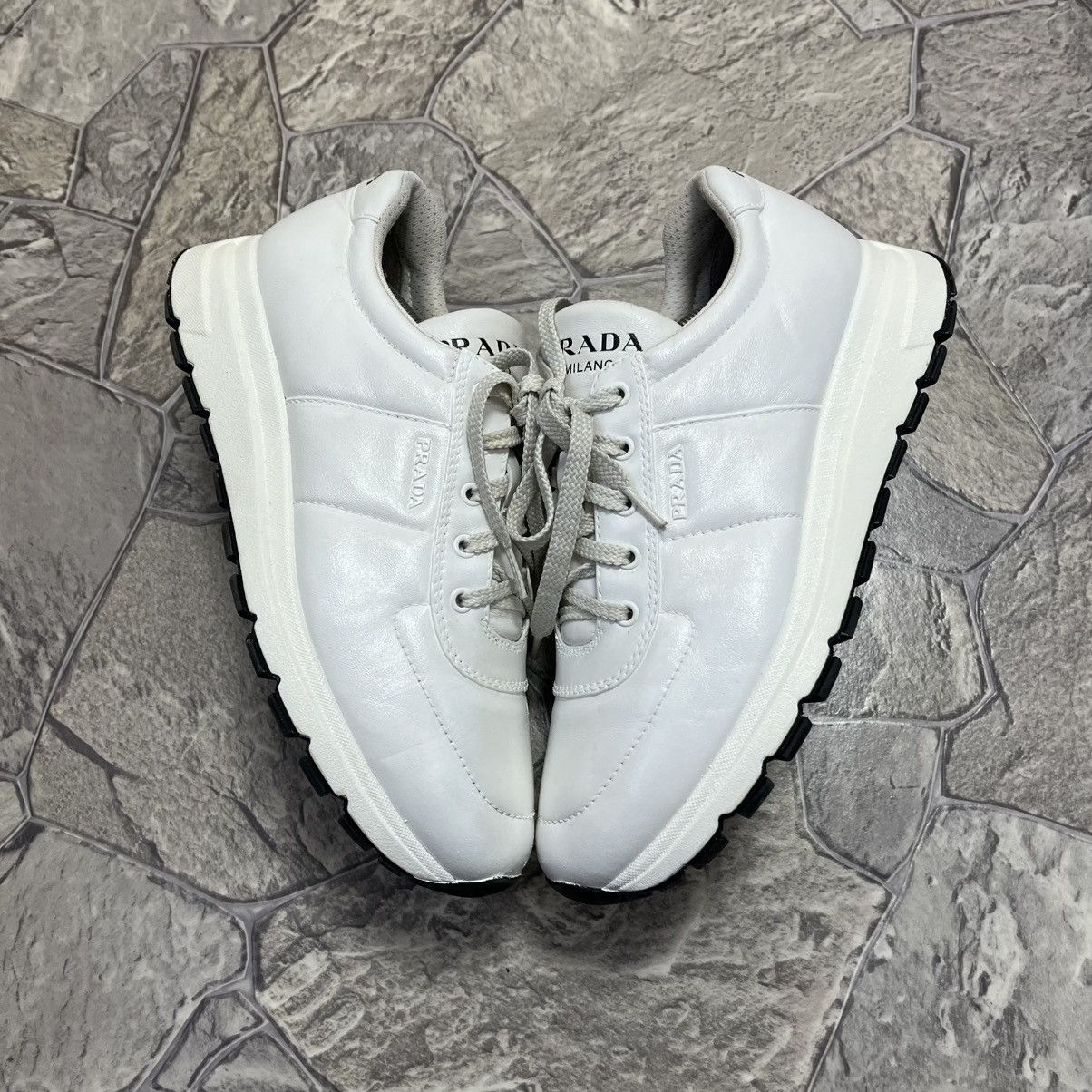 Prada Prada Milano White Leather Shoes Trainers Prax 01 Size 9.5 Size US 9.5 / EU 42-43 - 6 Thumbnail