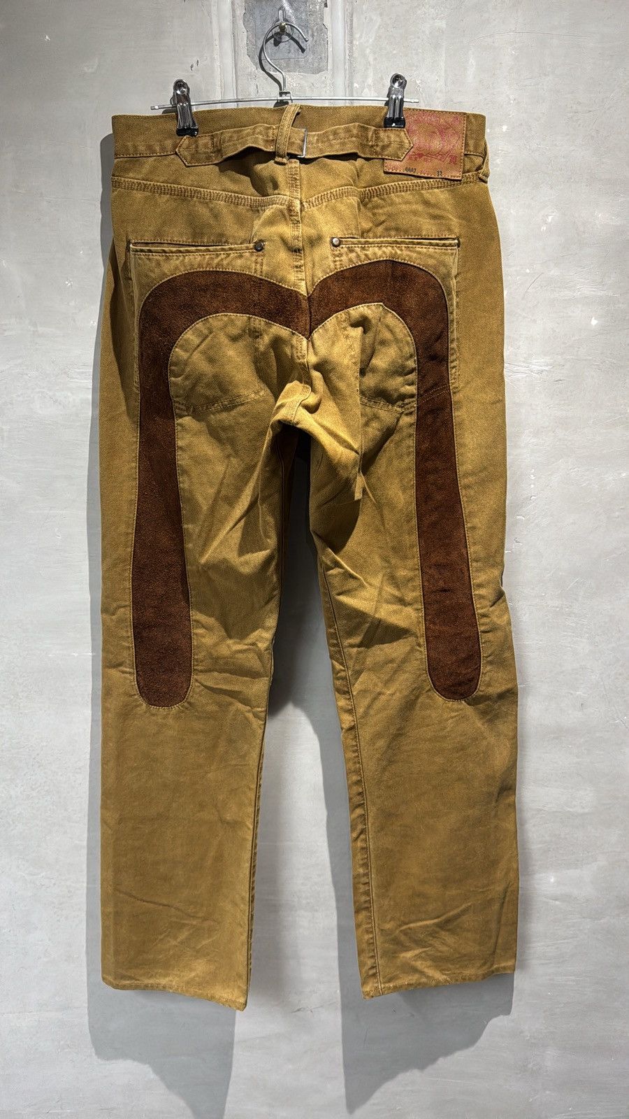 Evisu Rare EVISU Yamane Deluxe Canvas Pants Suede Leather Daicock Size US 32 / EU 48 - 10 Thumbnail