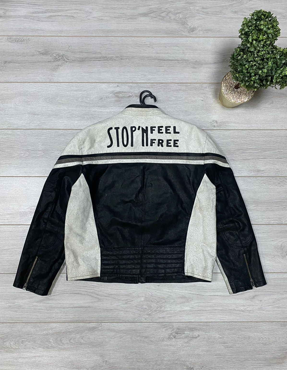 Vintage Moto team leather Stop n fee free vintage racing jacket Size US XXL / EU 58 / 5 - 2 Thumbnail