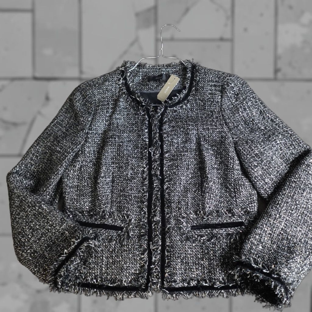 J.Crew J.Crew Blazer 6 Women Gray Tweed Full Zip Regular Style Tuxedo Sparkling Jackie O NEW Size M / US 6-8 / IT 42-44 - 1 Thumbnail