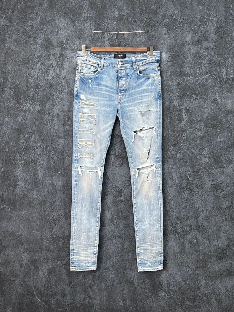 Amiri Amiri Embroidered Logo Destroyed Jeans Size US 33 - 1 Thumbnail