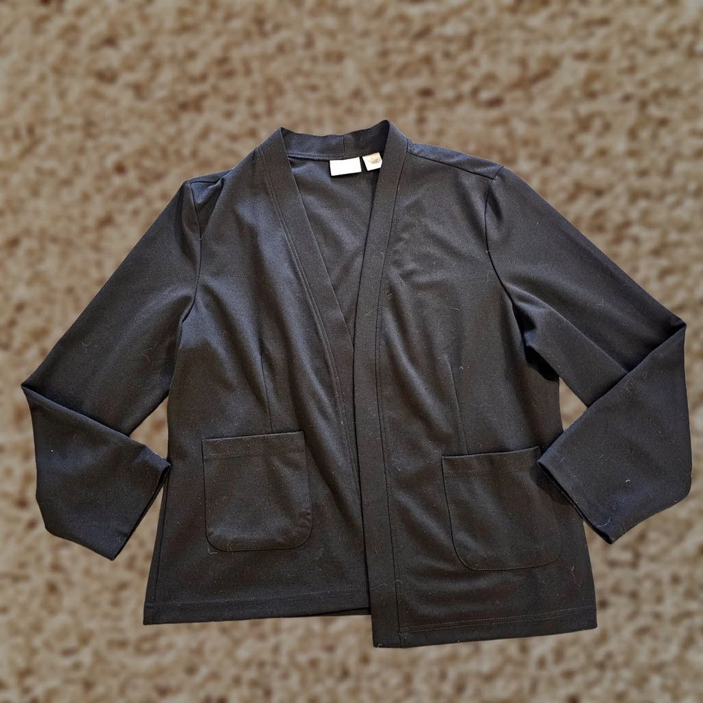 Vintage Vermont Country Store Cardigan Womens 1X Black Open Front Long Sleeve Pocket Sweater Cardigan Womens Black 1X Ladles Size XL / US 12-14 / IT 48-50 - 1 Thumbnail