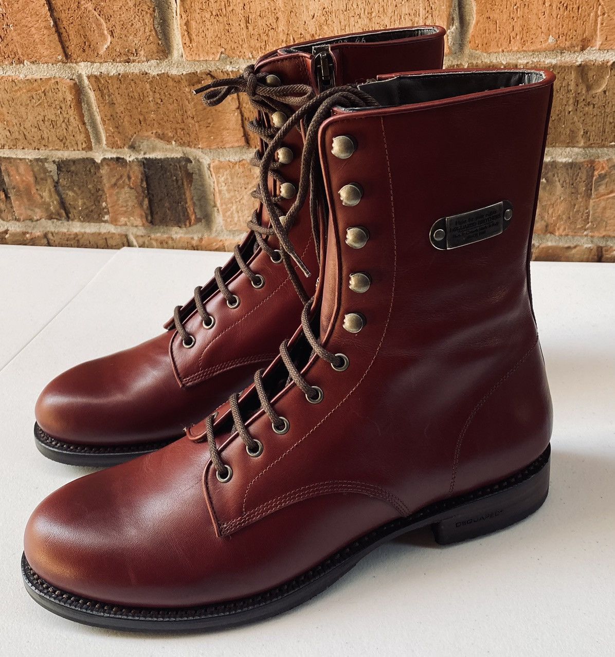 Dsquared2 DSQ2 🇮🇹 Veg Tan Calf Denim Lined Goodyear Combat Boots 13 NEW Size US 13 / EU 46 - 1 Thumbnail