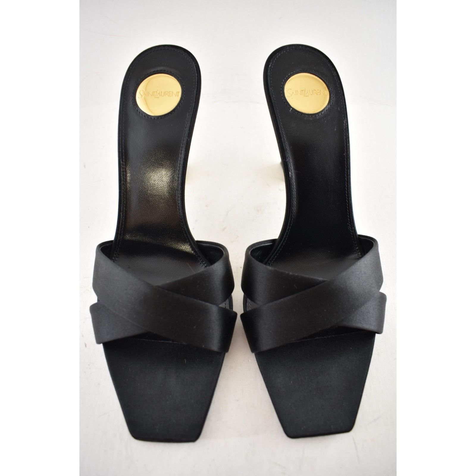 Yves Saint Laurent Saint Laurent Opyum 85 Sandal Black Satin Gold YSL Heel Size US 6 / IT 36 - 8 Thumbnail
