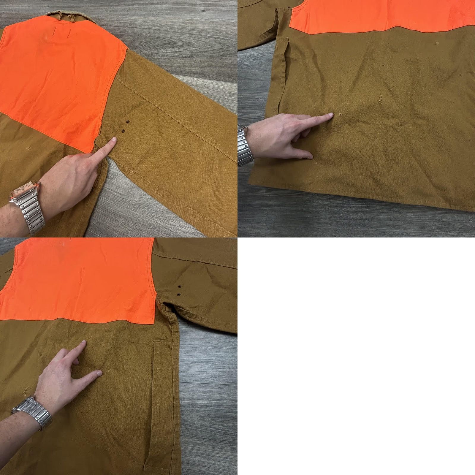 Vintage VINTAGE Saf-T-Bak Jacket Mens Large Hunting Blaze Orange Canvas Cotton Mid-Length Olive Lining Pockets Back Game Pouch Size US L / EU 52-54 / 3 - 9 Thumbnail