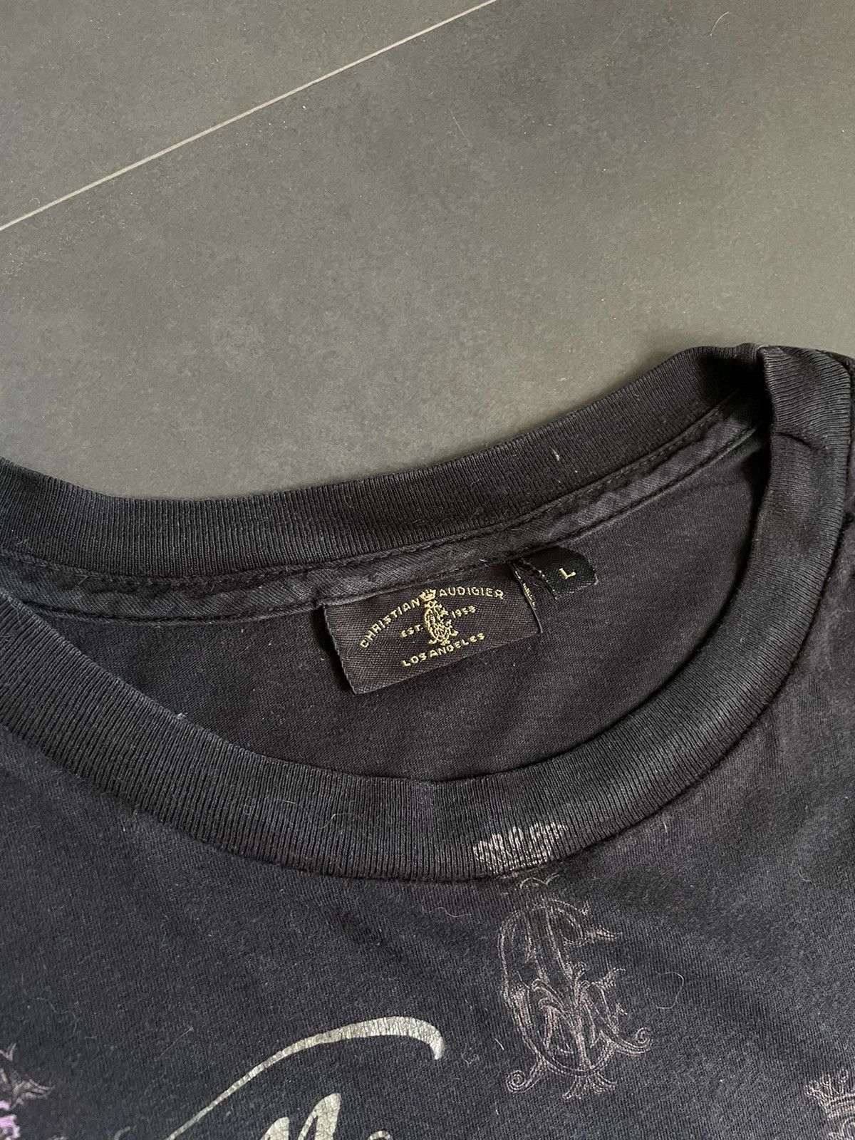 Christian Audigier × Ed Hardy Rare Christian Audigier Full Print Paris Tee T-shirt Y2k Size US L / EU 52-54 / 3 - 8 Thumbnail