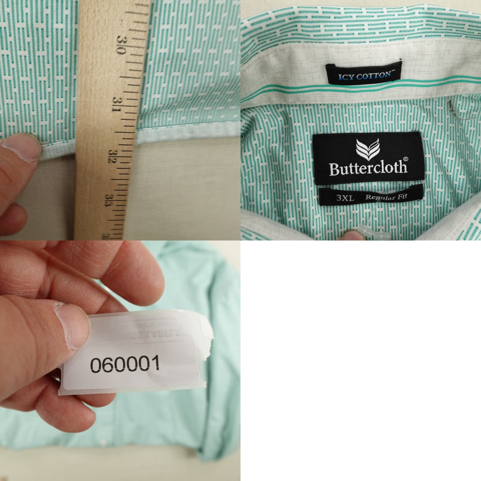 Vintage VINTAGE Buttercloth Shirt Men 3XL Green Geometric Long Sleeve Button Collared Knit Casual Business Formal Size US XXL / EU 58 / 5 - 8 Thumbnail