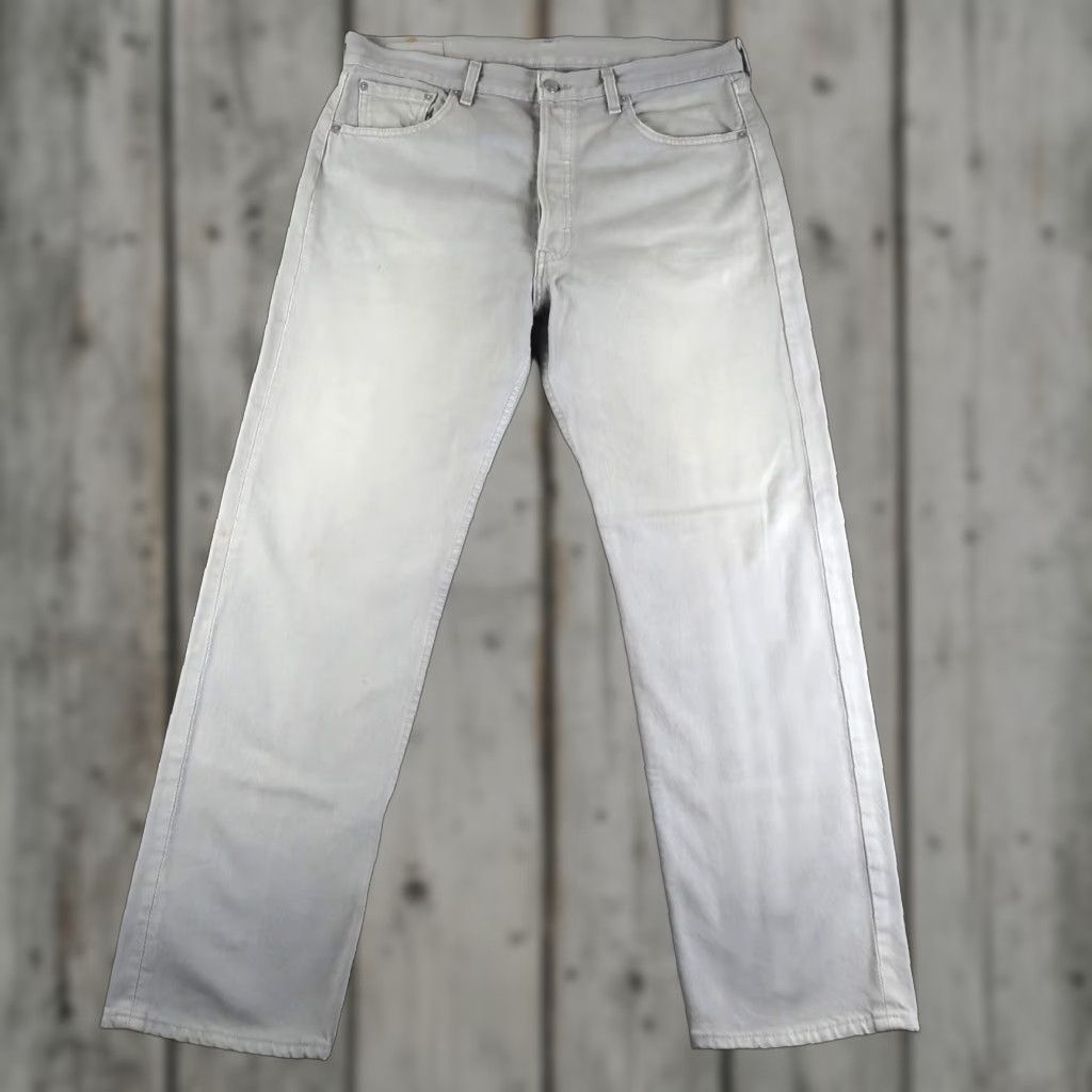 Levi's VINTAGE Levi's 501 Jeans Straight Denim Gray Mens USA 36x30 (35.5x30) Adjustable Inseam Belt Loops 5-Pocket Button Closure Regular Fit Size US 36 / EU 52 - 1 Thumbnail