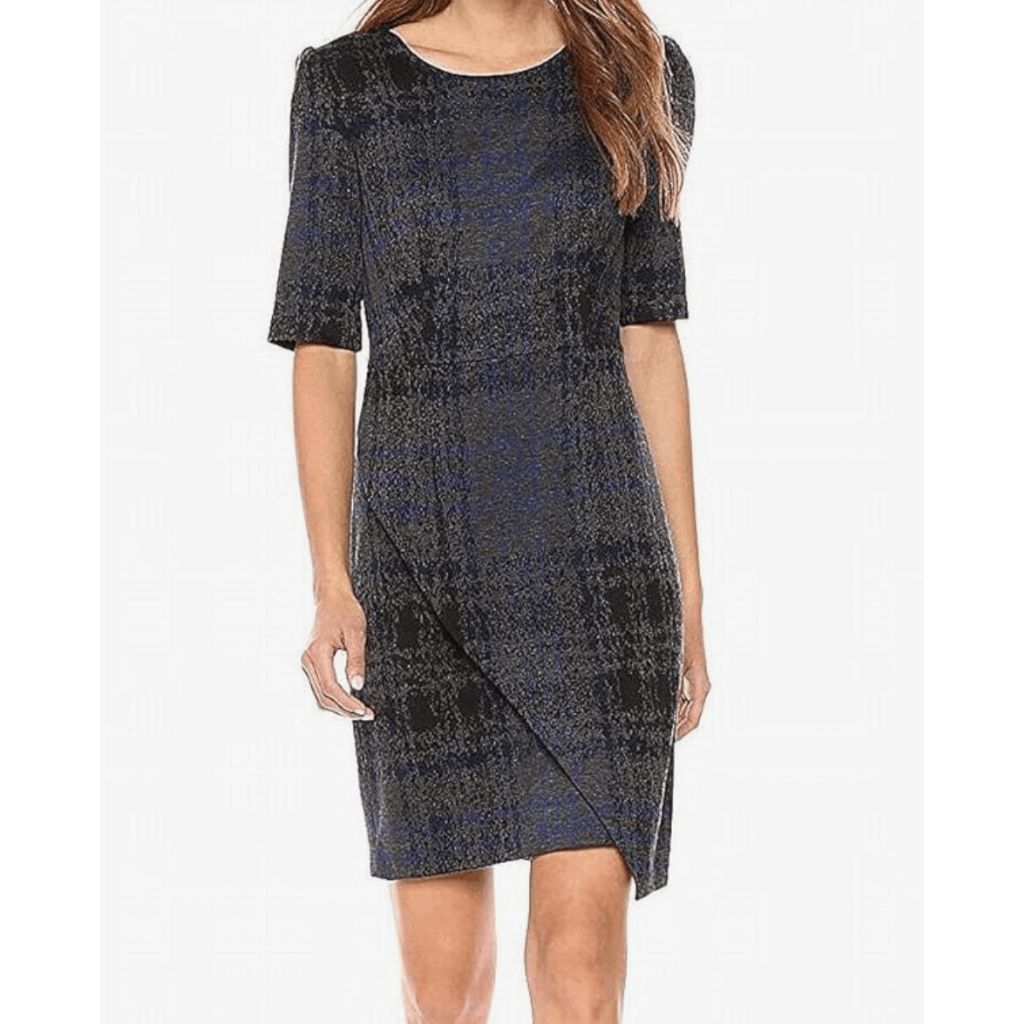 Betsey Johnson Betsey Johnson NWT Short Sleeve Plaid Gray Blue Dress, Sz 4, Size S / US 4 / IT 40 - 1 Thumbnail