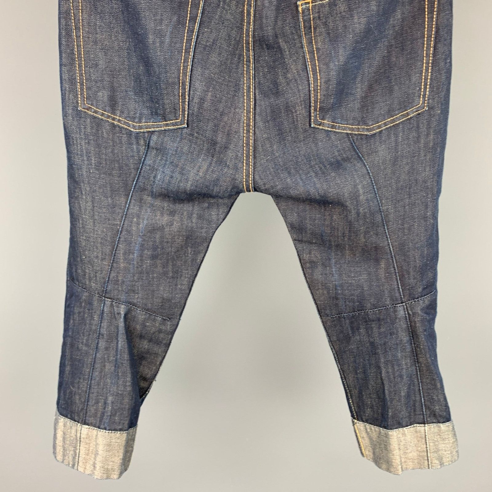 Junya Watanabe XS Indigo Contrast Stitch Cotton / Linen Cropped Jeans Size US 32 / EU 48 - 3 Thumbnail