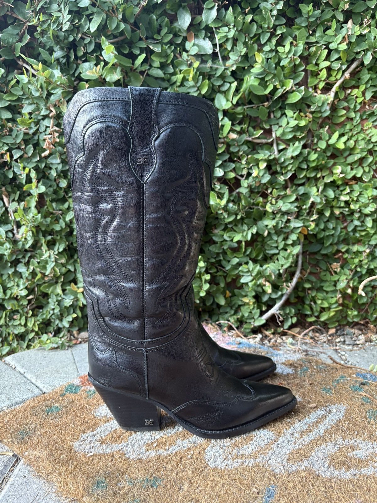 Sam Edelman BLACK LEATHER WESTERN BOOTS / W 7.5 Size US 7.5 / IT 37.5 - 4 Thumbnail