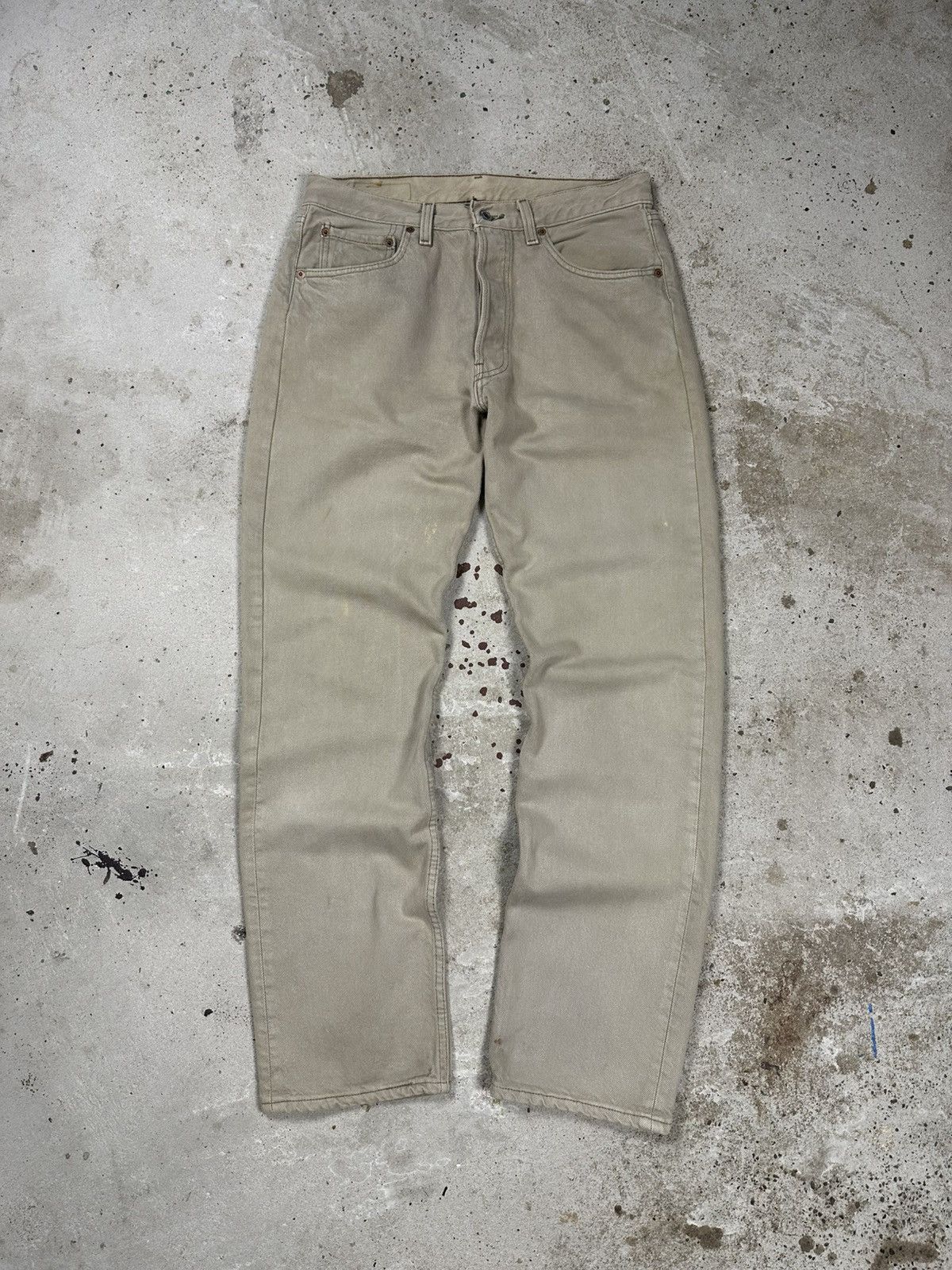 Levi's × Vintage Vintage 1995 Levi’s 501 Beige Distressed Denim Pants Jeans Size US 31 - 2 Thumbnail