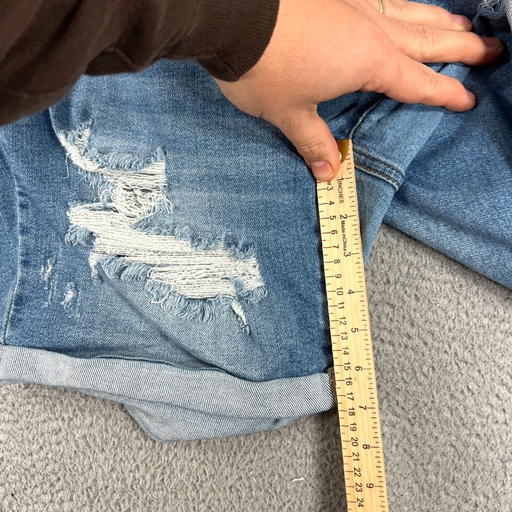 Denime Judy Blue Bermuda Shorts Women 1XL Denim Distressed Rolled Hem 7" Inseam Blue Cotton Polyester Spandex 5-Pocket Size 40" / US 18 - 3 Thumbnail