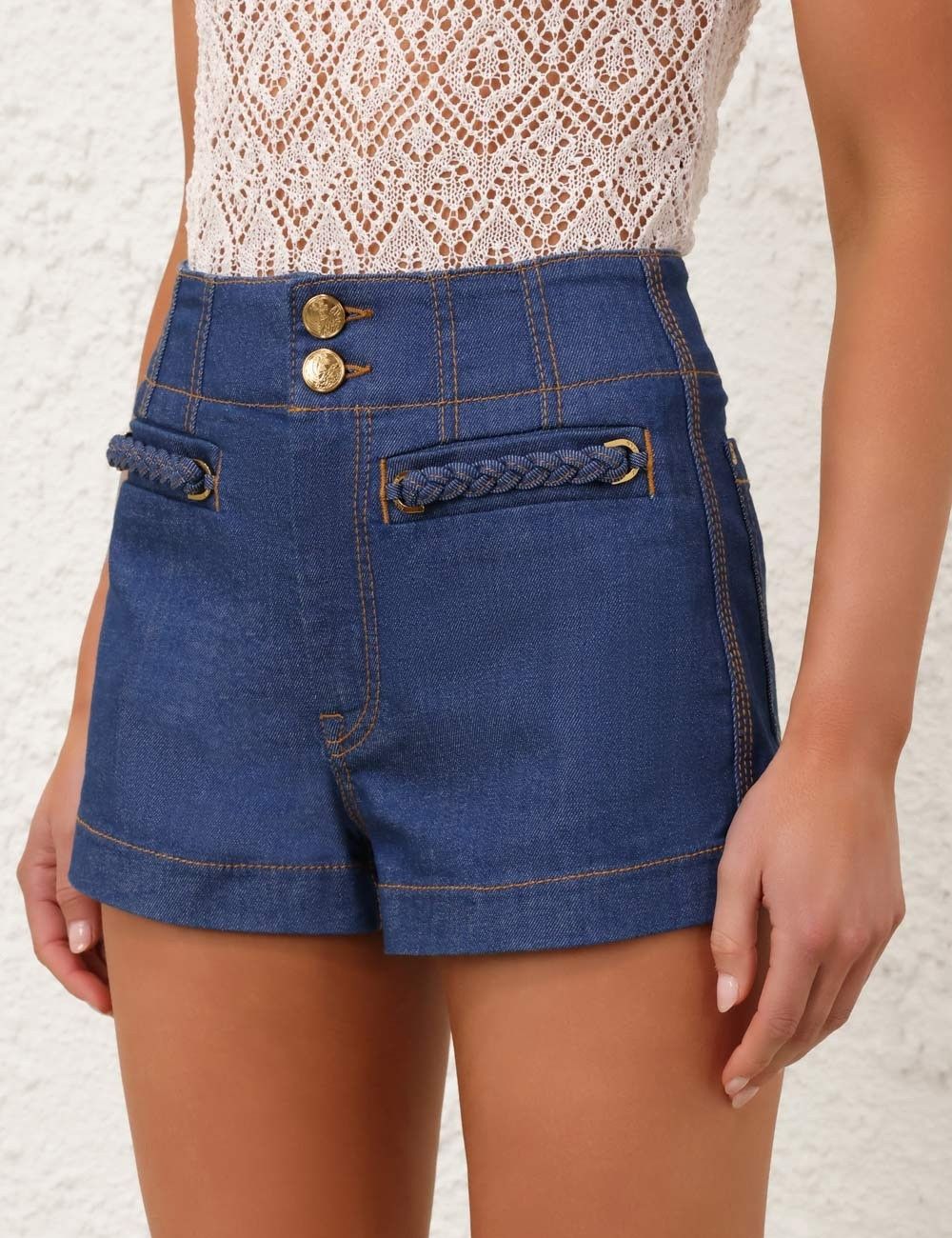 Zimmermann oc11z1025 Wylie Denim Short in Blue Size 30" / US 8 / IT 44 - 5 Thumbnail