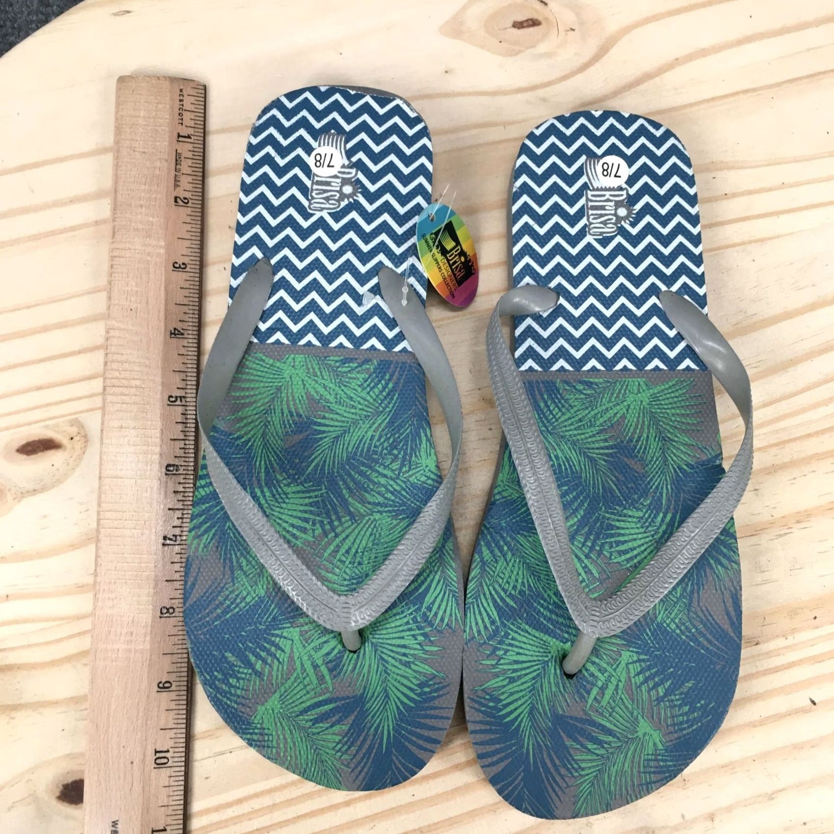 Vintage Brisa Flip Flop Mens Gray Sandals Flops Flats Slip Grey Beach Casual Comfort NEW Size ONE SIZE - 5 Thumbnail