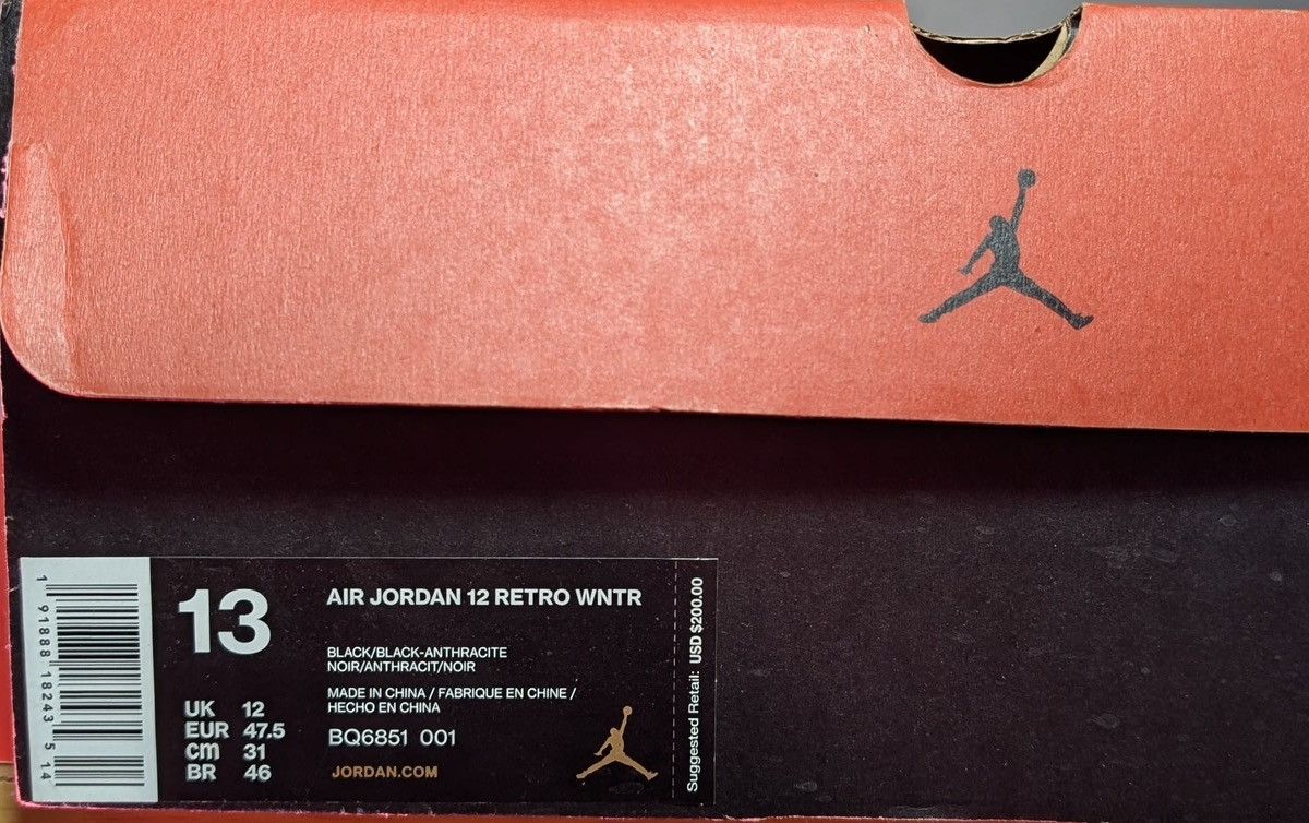 Jordan Brand Size 13 - Air Jordan 12 Retro Winterized Triple Black Size US 13 / EU 46 - 8 Thumbnail