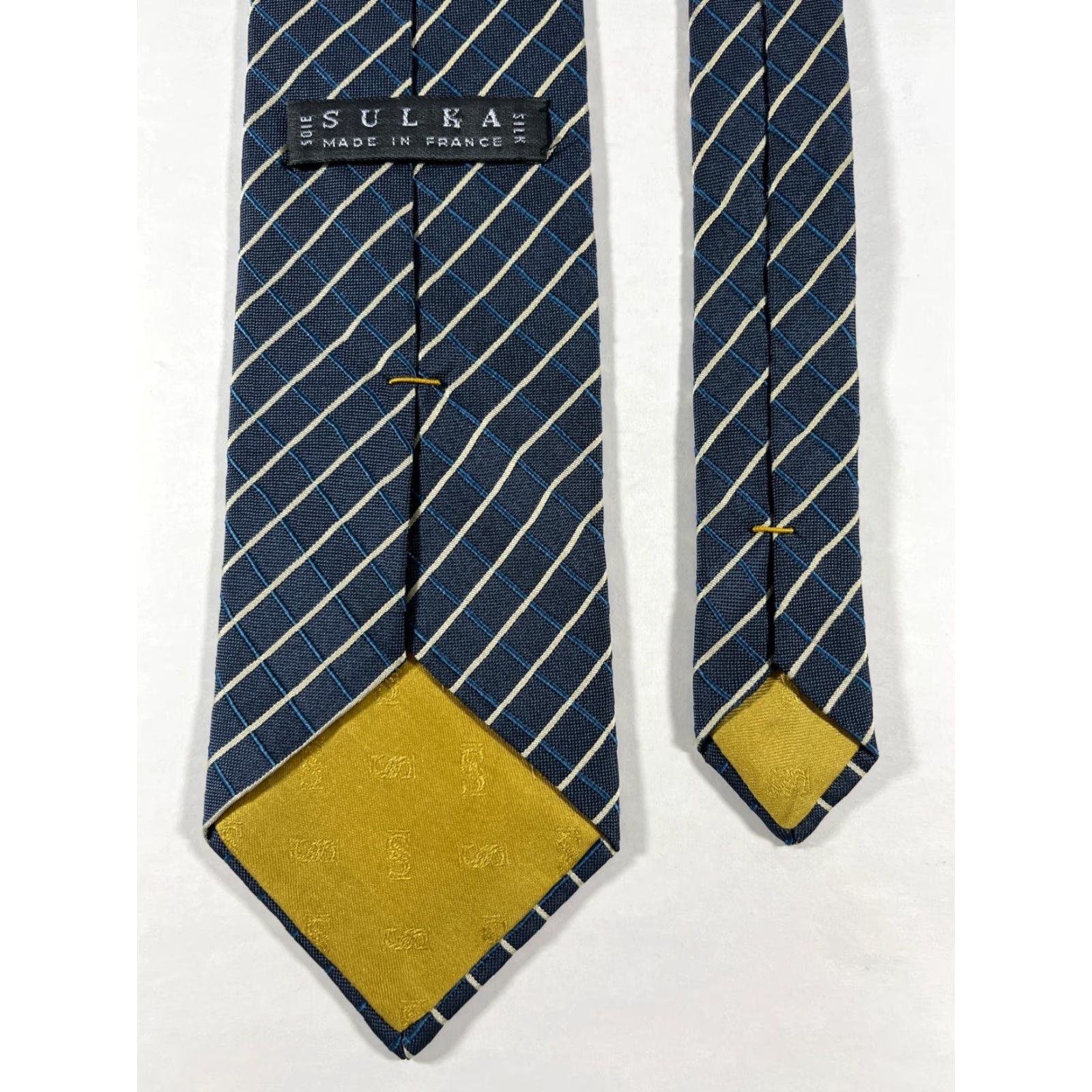 Sulka Sulka Men’s Luxury Silk Tie Geometric Gray Made in France Silk Length 60 Width 3.75" Size ONE SIZE - 7 Thumbnail