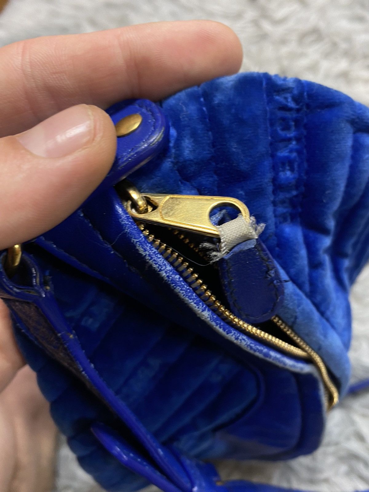 Balenciaga × Vintage Balenciaga Blue Velvet Belt Bag with Chain — Iconic Style Size ONE SIZE - 13 Thumbnail