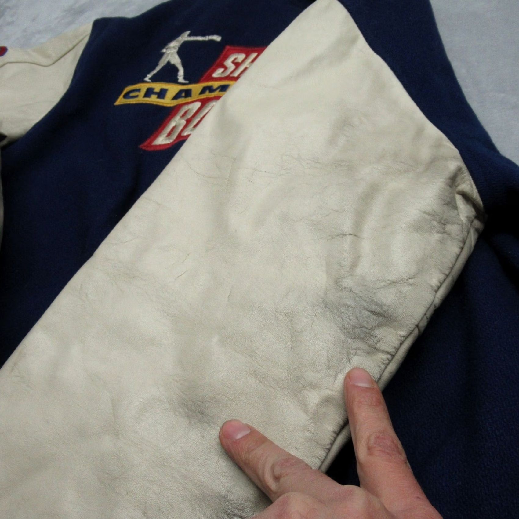 Thrasher Vintage Showtime Boxing Leather Jacket Mens Medium Blue Quilted USA Thrashed Size US M / EU 48-50 / 2 - 7 Thumbnail