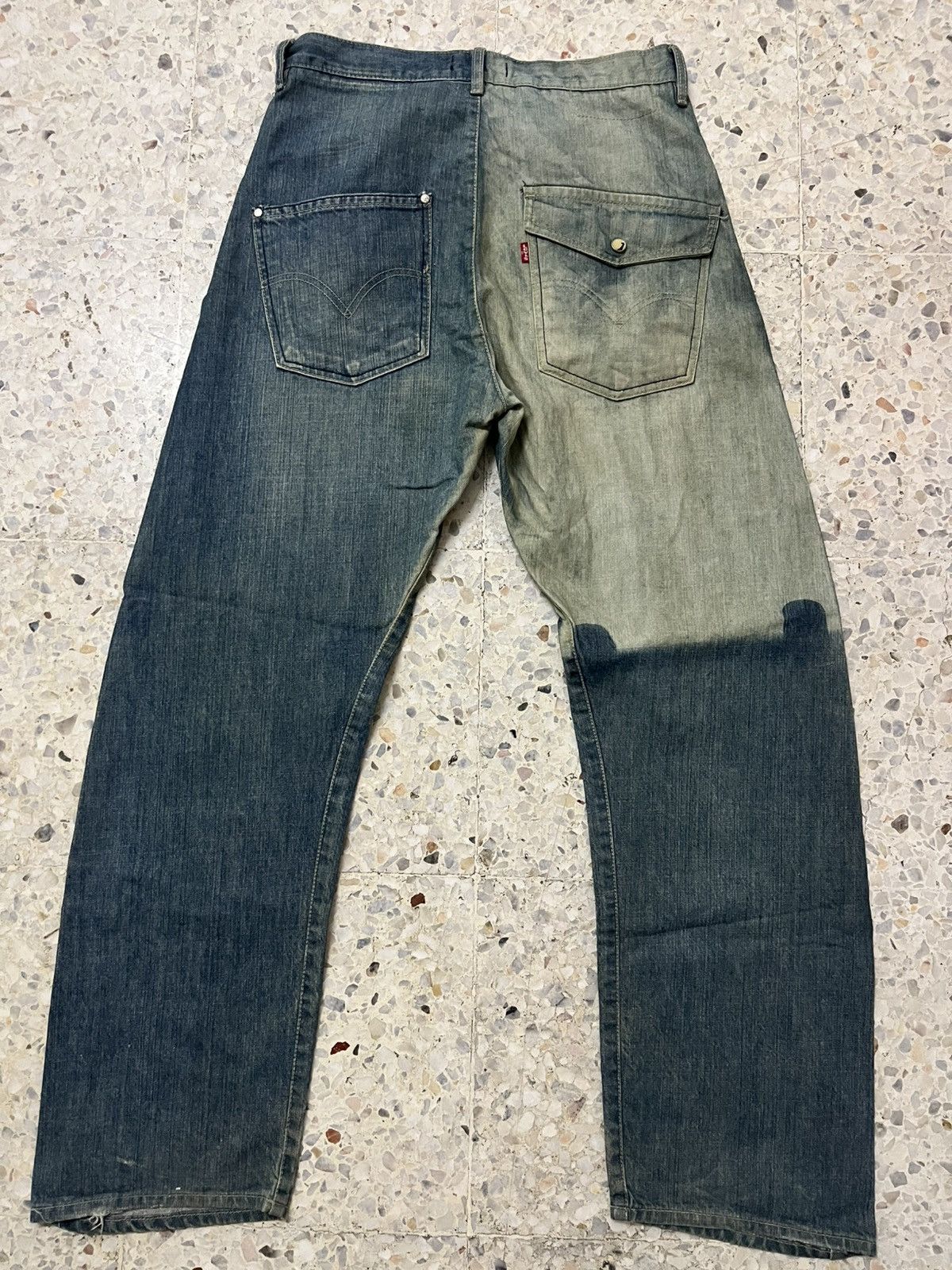 Levi's Vintage Clothing RARE LEVI’S ENGINEERED JEANS ASYMMETRICAL 2-TONE REWORKED Size US 32 / EU 48 - 8 Thumbnail