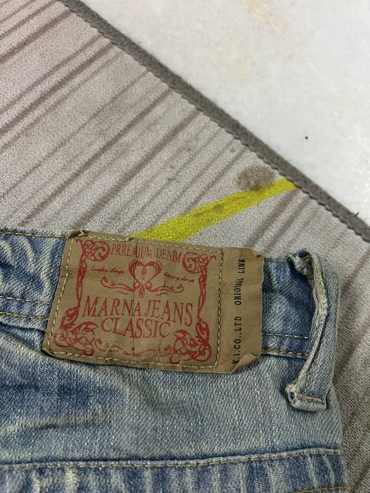 Japanese Brand 💥Flare💥Marna Clef De Sol Faded Distress Jean Size US 32 / EU 48 - 17 Thumbnail