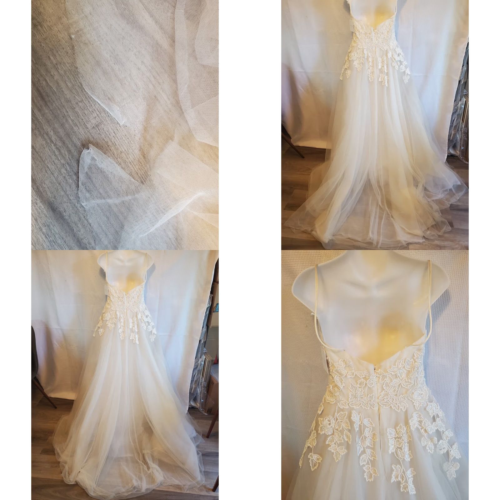 Vintage Nouvelle Amsale Hand Beaded Tulle Embellished Ivory Wedding Dress Size 8 700 Size ONE SIZE - 10 Thumbnail