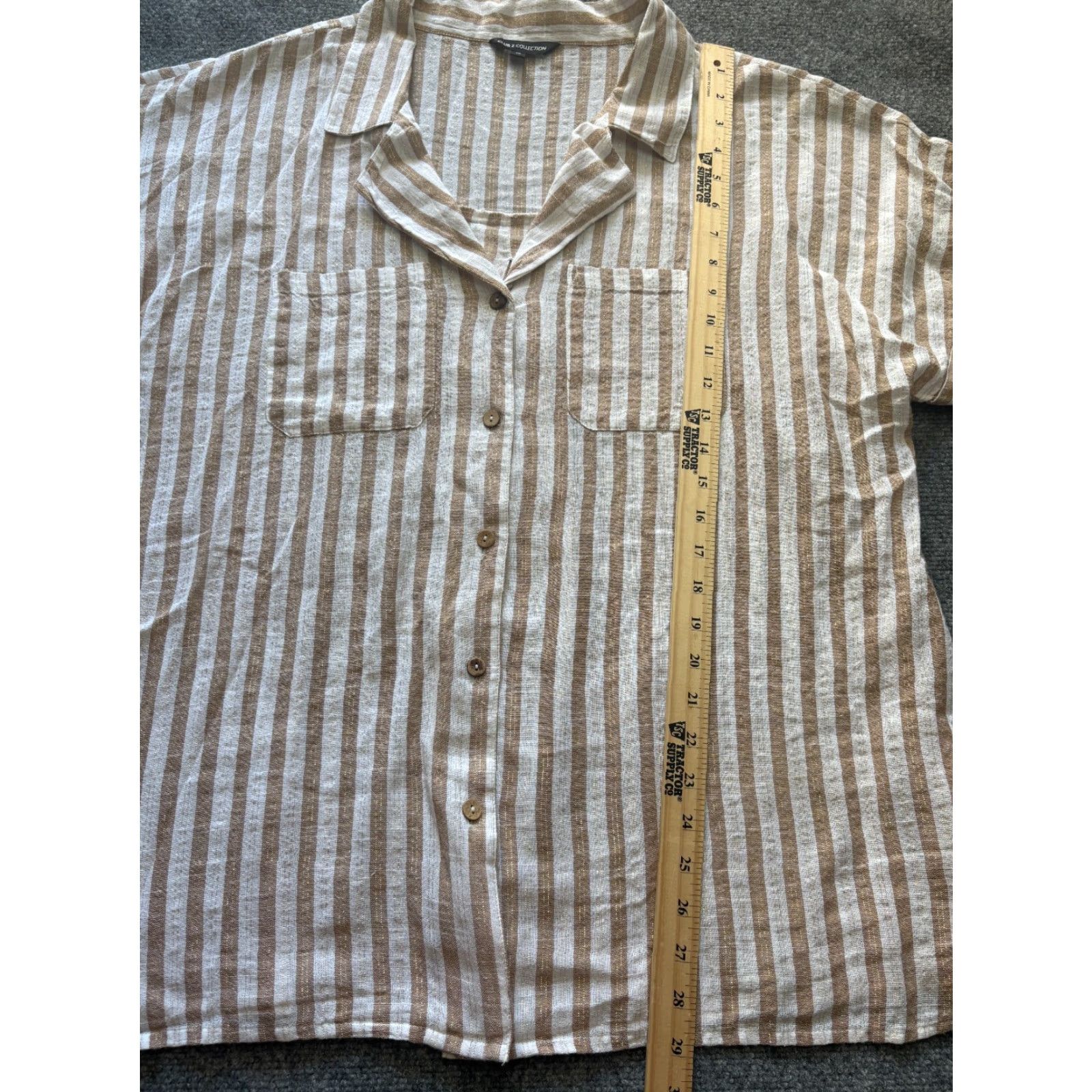 Vintage VINTAGE Club Z Collection Button Up Shirt Womens 1X White Gold Striped Metallic Cotton Size XL / US 12-14 / IT 48-50 - 3 Thumbnail