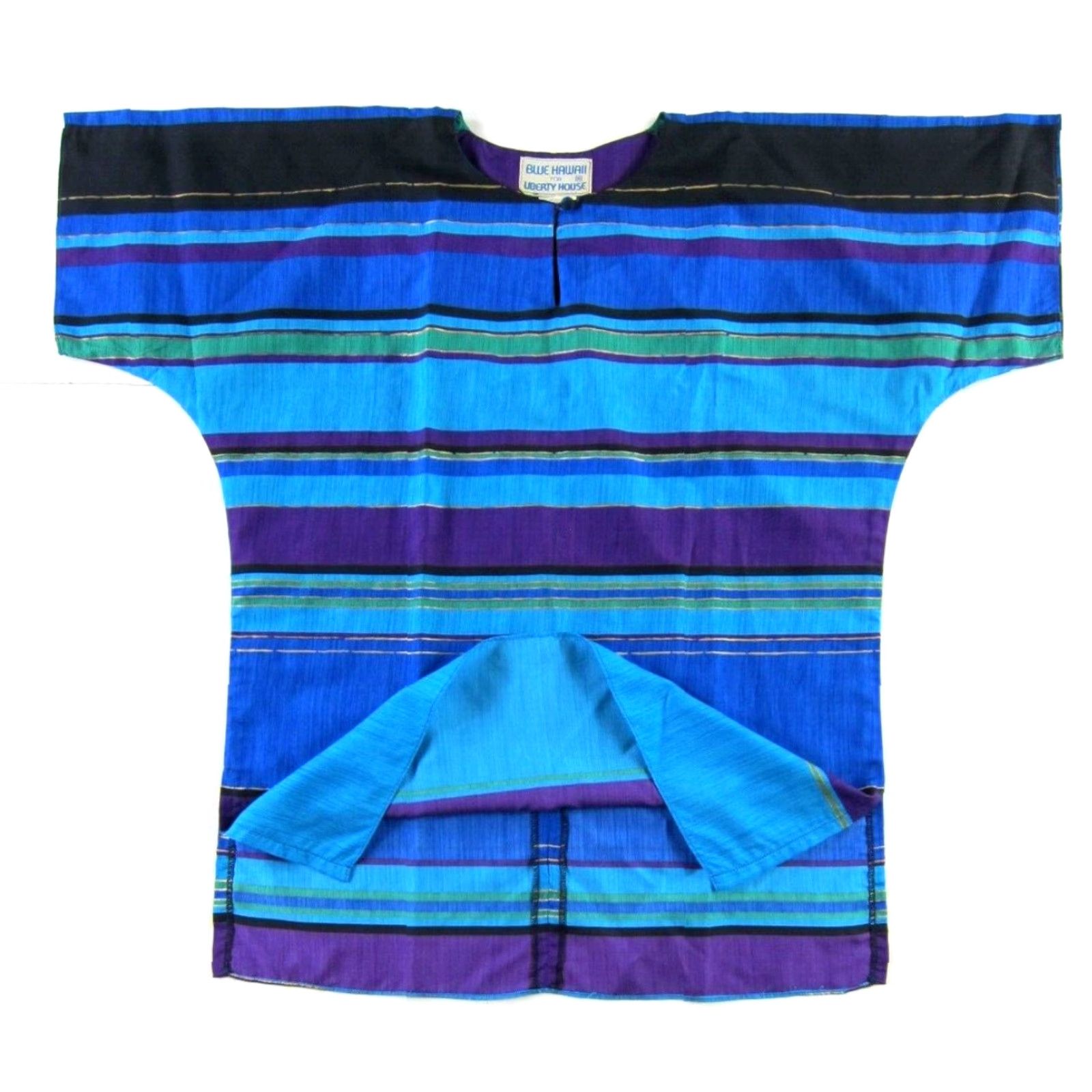 Vintage VTG Blue Hawaii Liberty House Blue Green Black Stripe Short Sleeve Blouse Medium Size M / US 6-8 / IT 42-44 - 5 Thumbnail