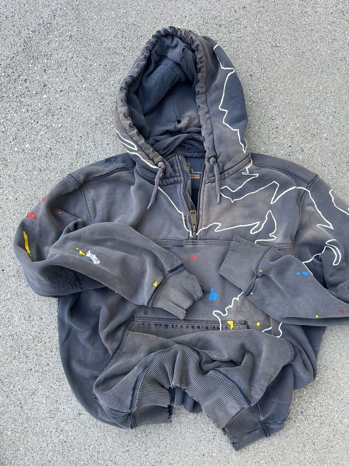 Carhartt Custom Carhartt Hoodie Sun Fade Thrashed Distressed 1/4 Zip Size US L / EU 52-54 / 3 - 4 Thumbnail